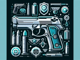 DALL·E 2024-03-14 14.18.57 - Ilustração para um artigo sobre a pistola 765, enfatizando suas qualidades de confiabilidade, precisão e durabilidade de maneira simbólica. A imagem d
